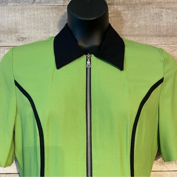 Vintage Amoretti women’s  chartreuse & black shirt-sleeved blazer in size 12 - Picture 5 of 7